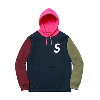 Supreme S Logo Colourblocked Hooded Sweatshirt Navy