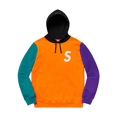 Supreme S Logo Colourblocked Hooded Sweatshirt Orange
