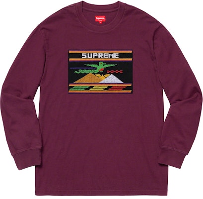 Supreme Needlepoint Patch L/S Top Purple Buy Supreme Needlepoint Patch L/S Top Purple