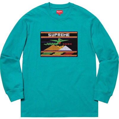 Supreme 針織貼布長袖上衣 灰藍色 Buy Supreme 針織貼布長袖上衣 灰藍色