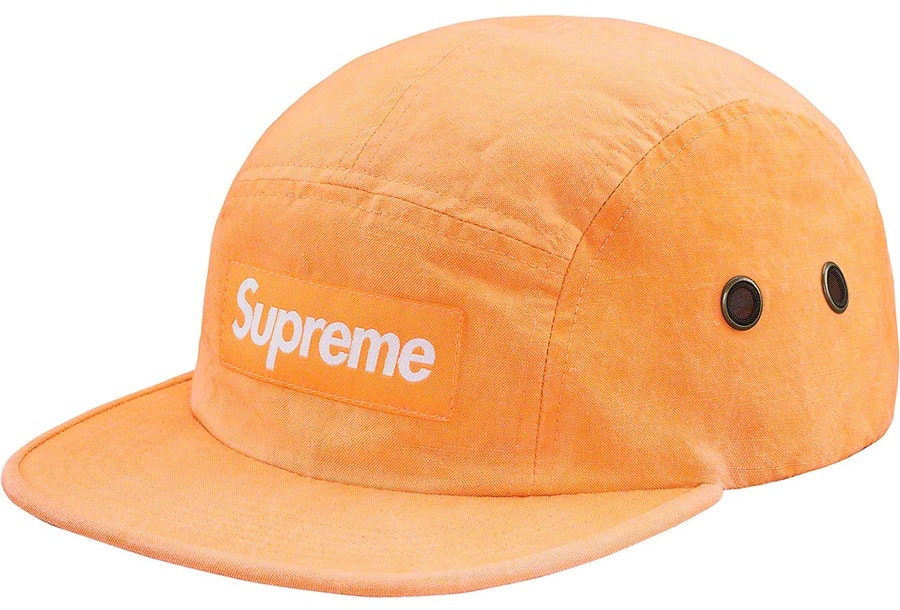 supreme-washed-linen-camp-cap-gold