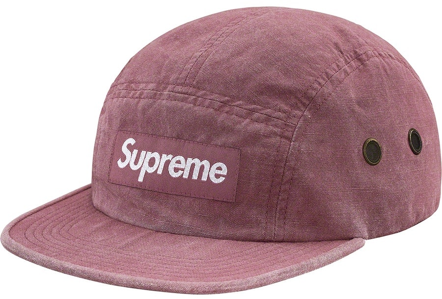 supreme-washed-linen-camp-cap-purple