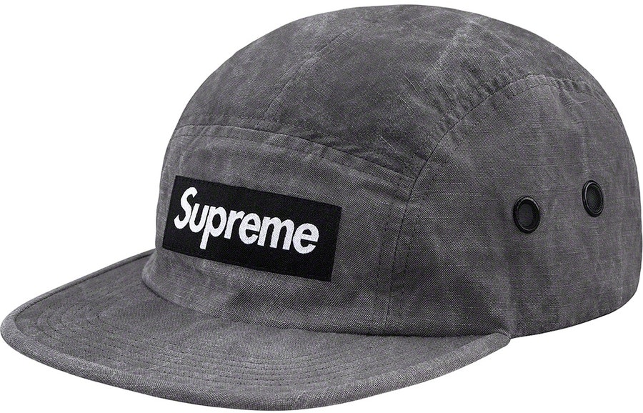 supreme-washed-linen-camp-cap-black