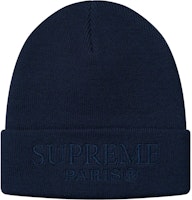 Supreme Tonal Logo Beanie Navy