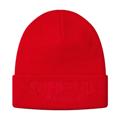 Supreme Tonal Logo Beanie Red