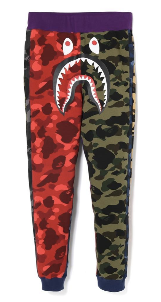 BAPE Mix Camo Shark Crazy Slim Sweat Pants Multicolor
