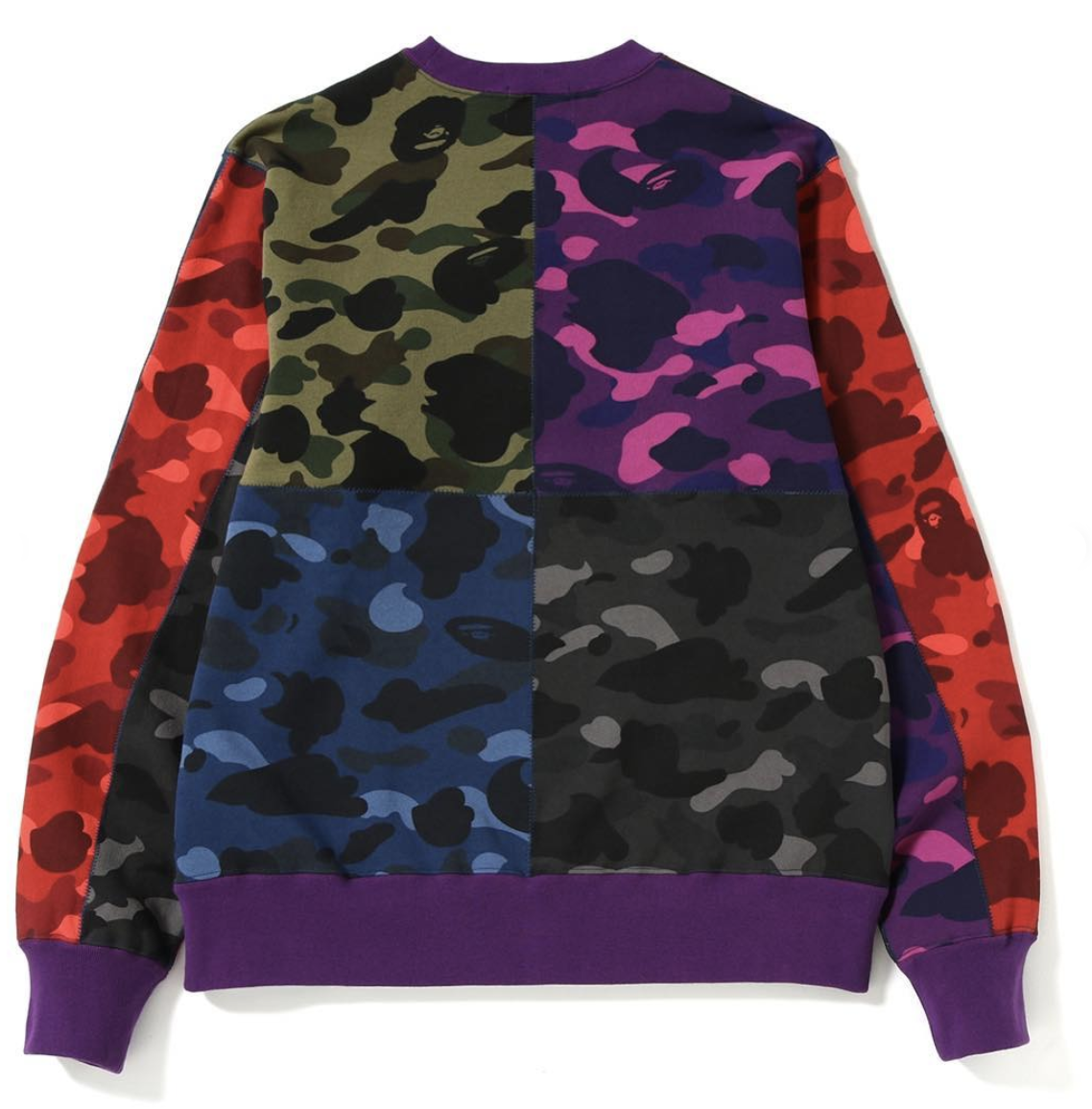 Order BAPE Mix Camo Shark Crazy Wide Sweatshirt Multicolor
