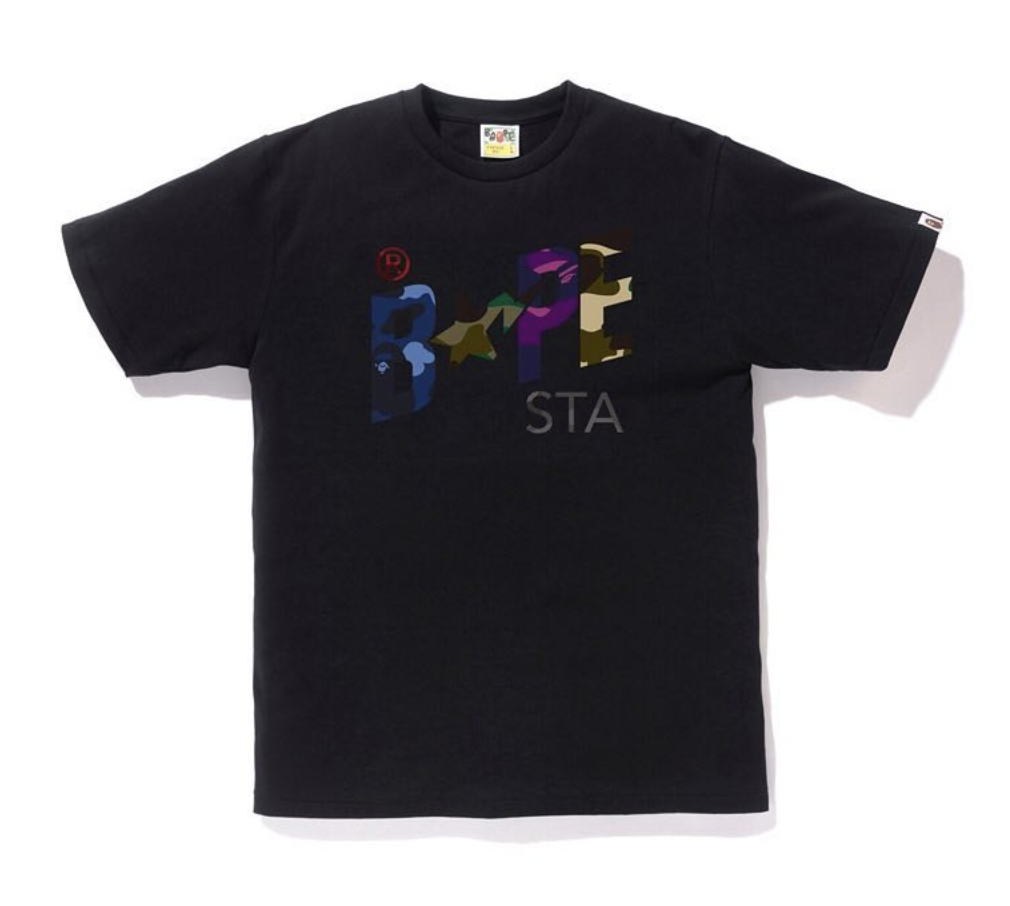 BAPE Mix Camo BAPE Sta Tee Black