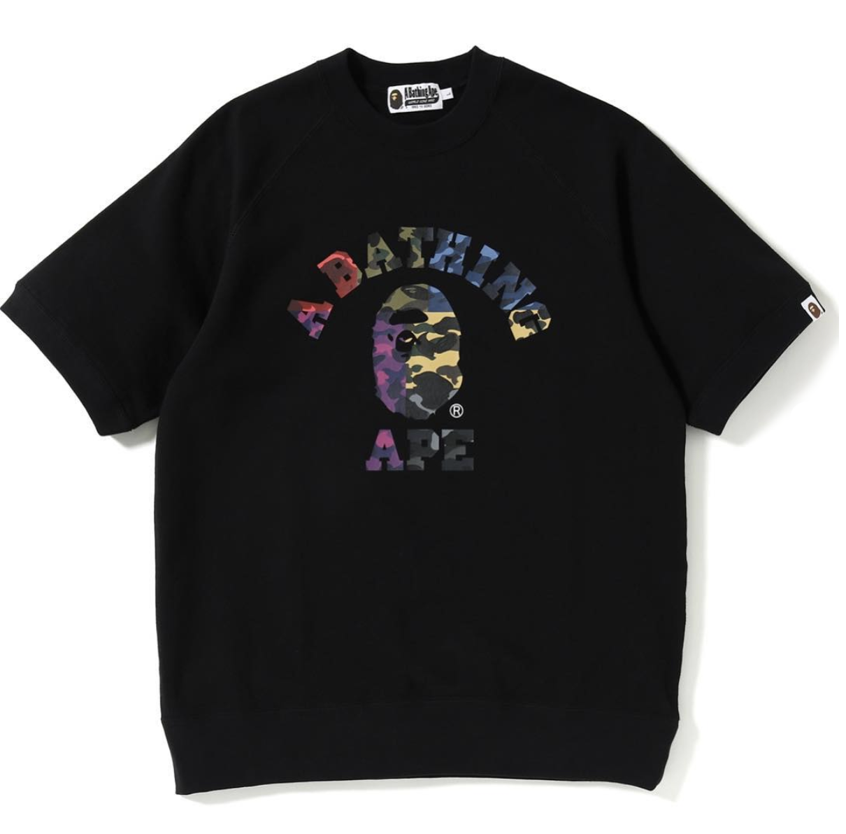Buy BAPE Mix Camo College SS Crewneck Black