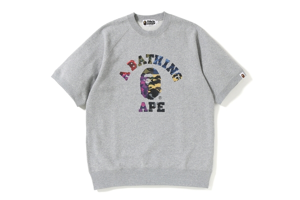 BAPE Mix Camo College SS Crewneck Grey
