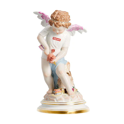Supreme Meissen Hand-Painted Porcelain Cupid Figurine