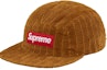 Buy Supreme棕色绳纹灯芯绒露营帽。