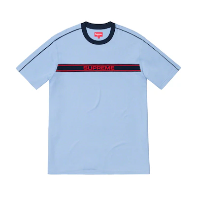 Supreme Chest Stripe Logo S/S Top Light Blue