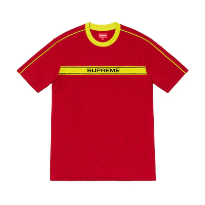 Supreme Chest Stripe Logo S/S Top Dark Red