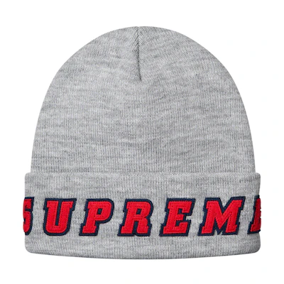Supreme Felt Logo Beanie Heather Grey