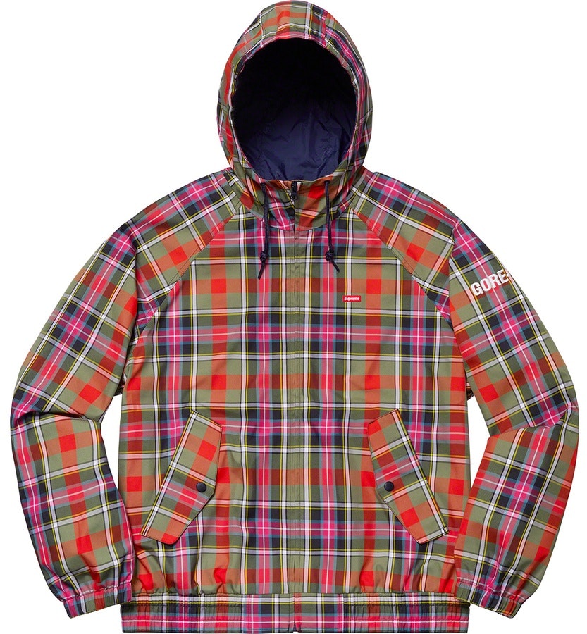 supreme-gore-tex-hooded-harrington-jacket-olive-plaid