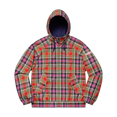 Supreme GTX Hooded Harrington Jacket Olive Plaid