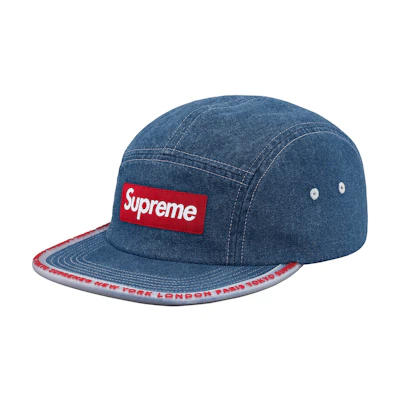Supreme Worldwide Visor Tape Camp Cap Denim