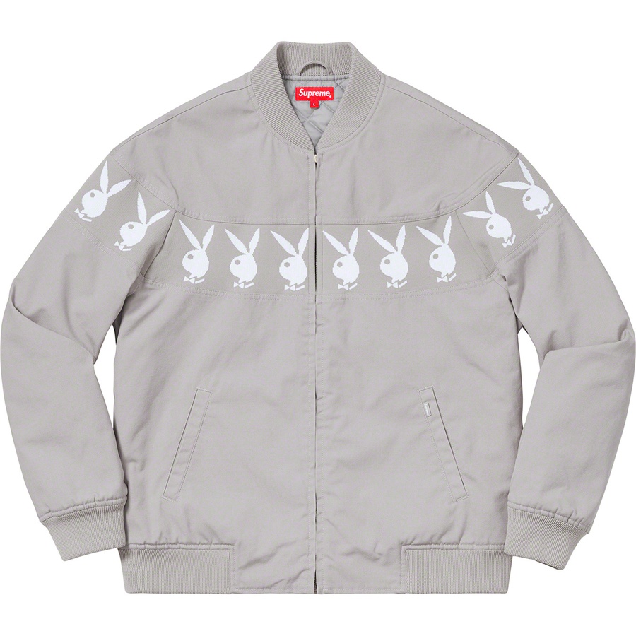 Supreme x Playboy Crew Jacket Grey - Novelship