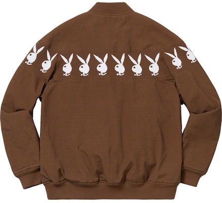 Jaket Kolaborasi Supreme x Playboy Crew Coklat Lookbook Jaket Kolaborasi Supreme x Playboy Crew Coklat