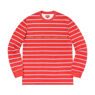 Supreme Printed Stripe Pique L/S Top Red