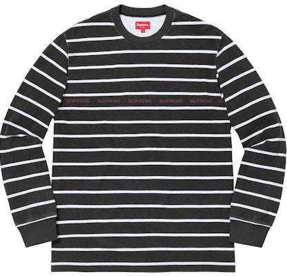 Supreme 黑色印花条纹长袖POLO衫 Buy Supreme 黑色印花条纹长袖POLO衫