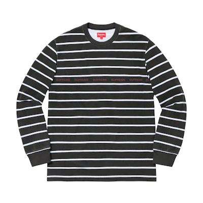 Supreme Printed Stripe Pique L/S Top Black