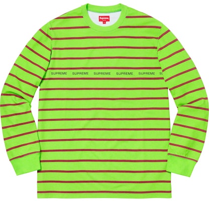 Supreme 條紋印花珠地長袖上衣 酸橙綠 Buy Supreme 條紋印花珠地長袖上衣 酸橙綠