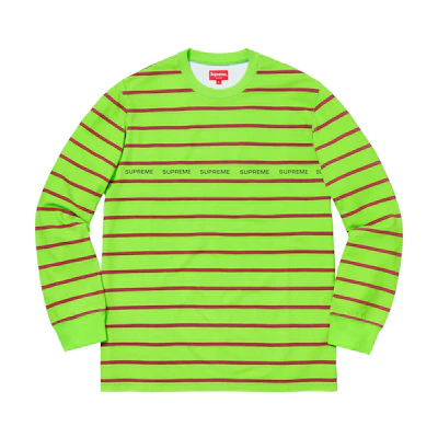 Supreme Printed Stripe Pique L/S Top Lime
