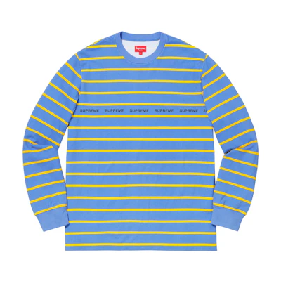 Supreme Printed Stripe Pique L/S Top Blue