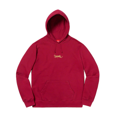 Supreme Tag Logo Hooded Sweatshirt Cardinal