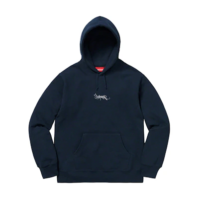 Supreme Tag Logo Hooded Sweatshirt Navy