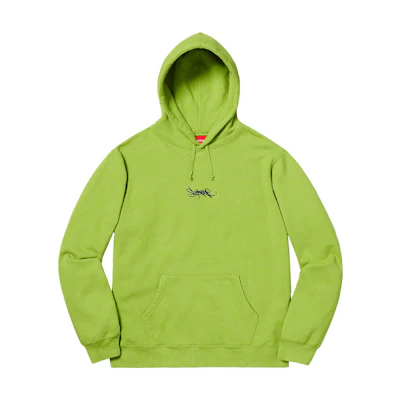 Supreme Tag Logo Hooded Sweatshirt Lime