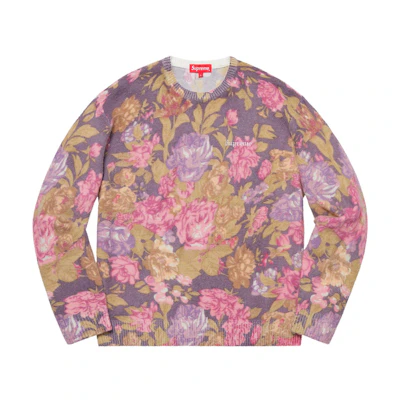 Supreme Printed Floral Angora Sweater Purple