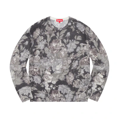 Supreme Printed Floral Angora Sweater Black