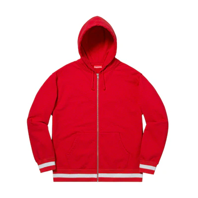 Supreme Old English Stripe Zip Up Sweatshirt Red