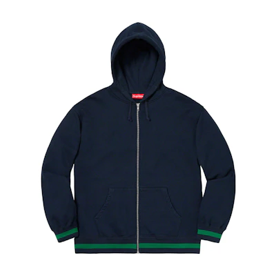 Supreme Old English Stripe Zip Up Sweatshirt Navy