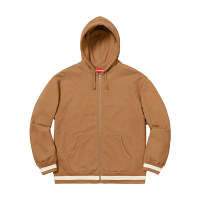 Supreme Old English Stripe Zip Up Sweatshirt Brown