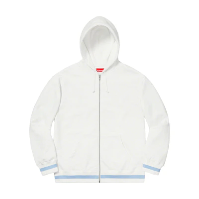 Supreme Old English Stripe Zip Up Sweatshirt White