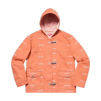 Supreme Logo Denim Turnout Jacket Orange