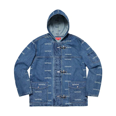 Supreme Logo Denim Turnout Jacket Blue