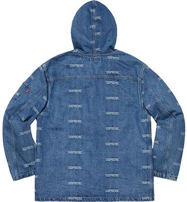 Jaket Denim Supreme Logo Turnout Biru Lookbook Jaket Denim Supreme Logo Turnout Biru