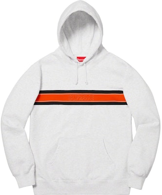 Supreme Hoodie Logo Garis Dada Abu-abu Ash Buy Supreme Hoodie Logo Garis Dada Abu-abu Ash