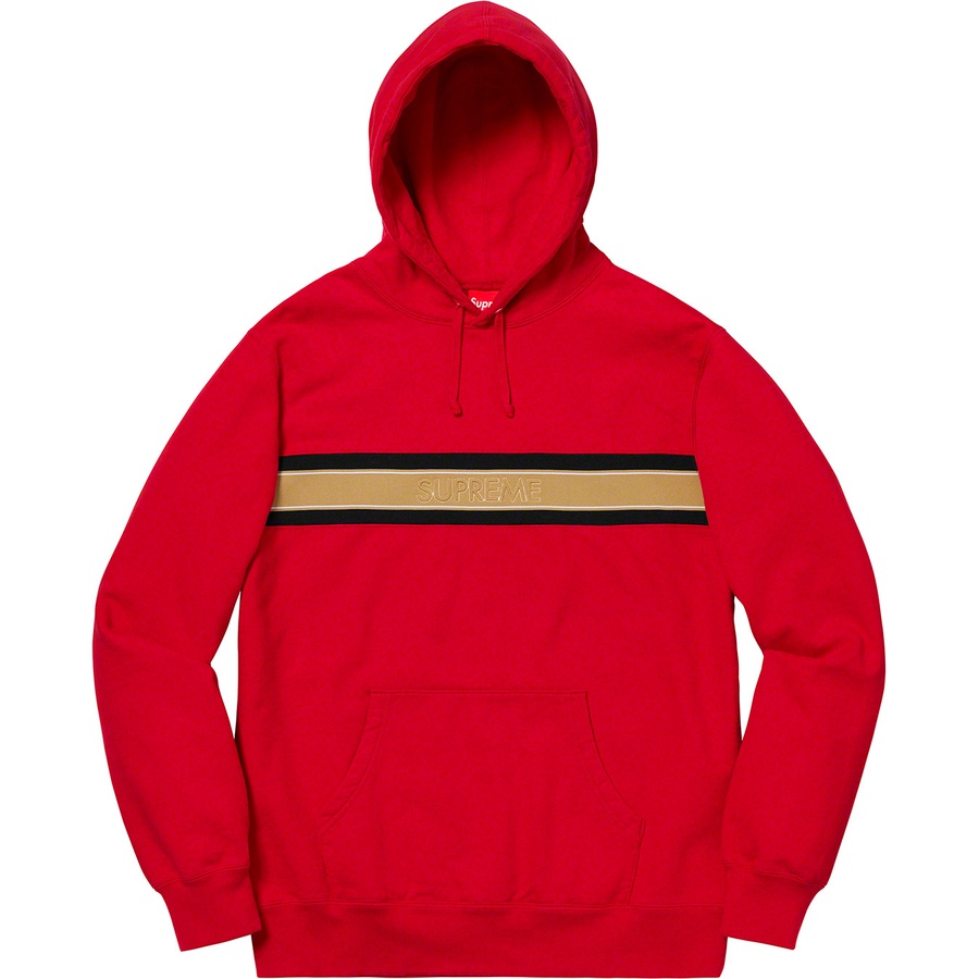 Supreme Chest Stripe Logo Hooded Sweatshirt Red