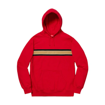Supreme Chest Stripe Logo Hooded Sweatshirt Red