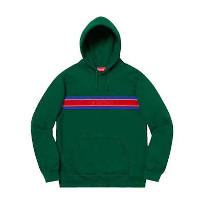 Supreme Chest Stripe Logo Hooded Sweatshirt Dark Green