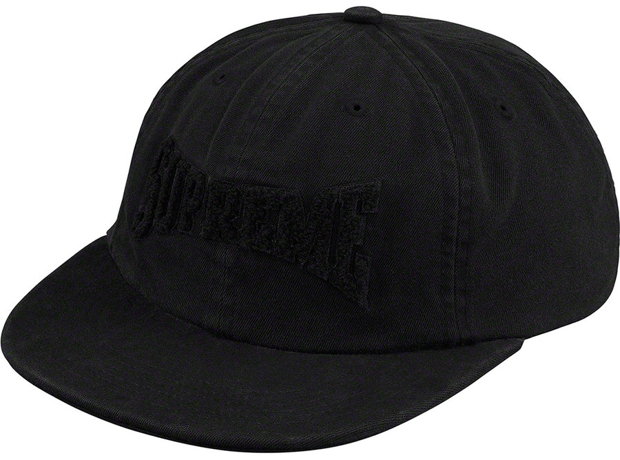 supreme-chenille-logo-6-panel-black