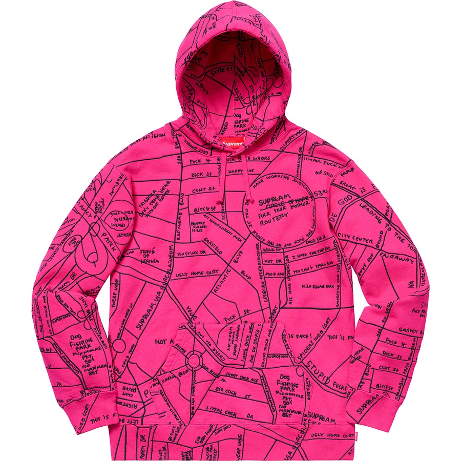 Supreme Gonz Embroidered Map Hooded Sweatshirt Magenta - Novelship