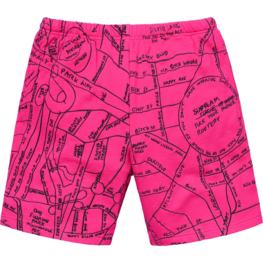 Supreme Gonz Embroidered Map Sweatshort Magenta