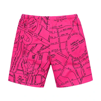 Supreme Gonz Embroidered Map Sweatshort Magenta